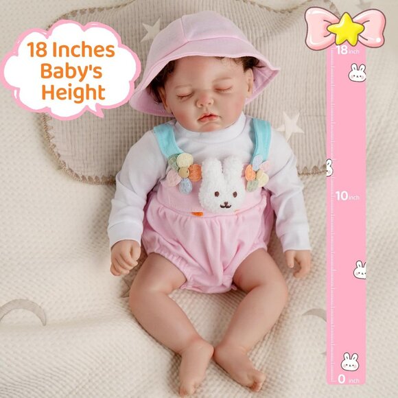 18 Inch Reborn Baby Doll Boy Realistic Sleeping Vinyl Body Toy for Kids Age 3+ - Picture 5 of 7